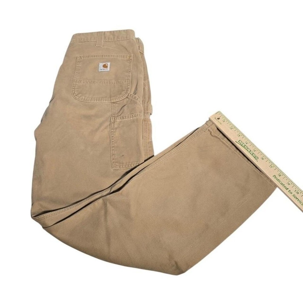 Carhartt Mens TanDuck Canvas CarpenterPants HammerLoop UtilityWorkwear 34x30.686